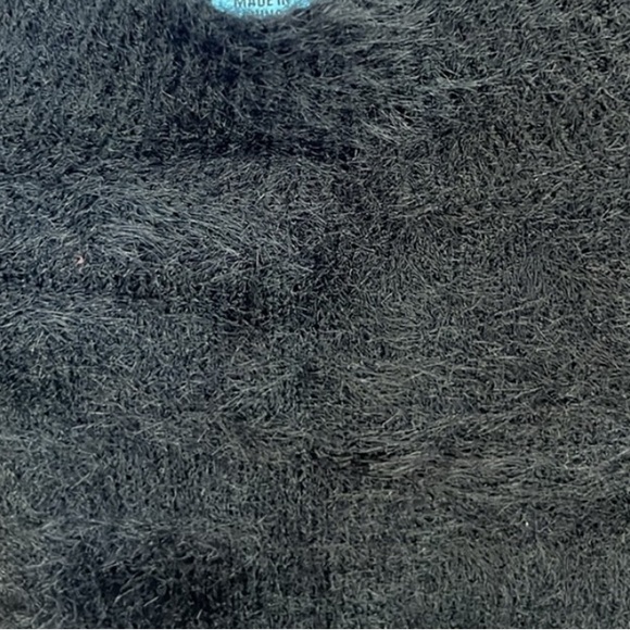 Cece Mock Neck Eyelash Short Sleeve Black Sweater Sz M Elevated Knit - Picture 5 of 6